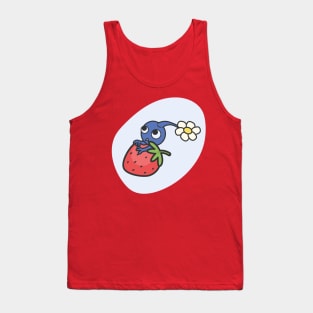 Blue Pikmin on a strawberry Tank Top